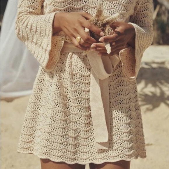 SPELL  Road to Paradise Knit Mini Dress in Wheat - Picture 2 of 12